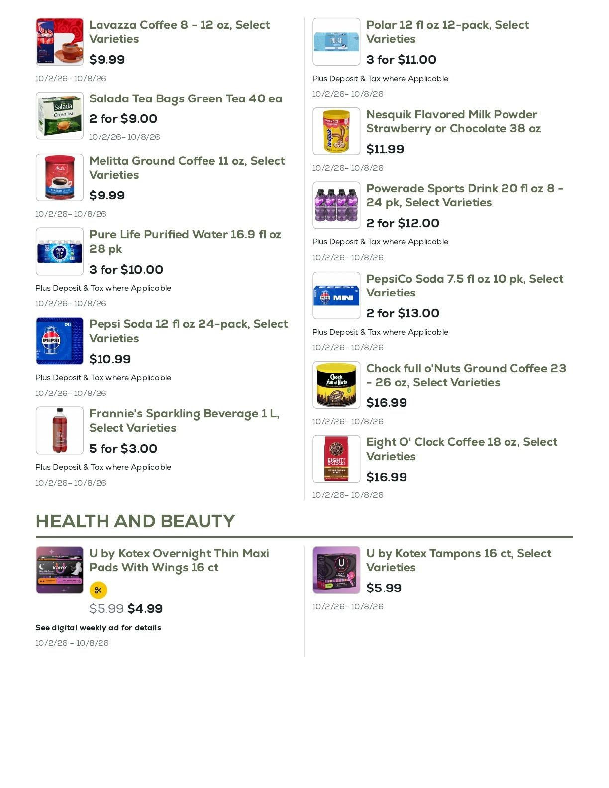 Geissler's Supermarket Weekly Ad October 2 - 8, 2026