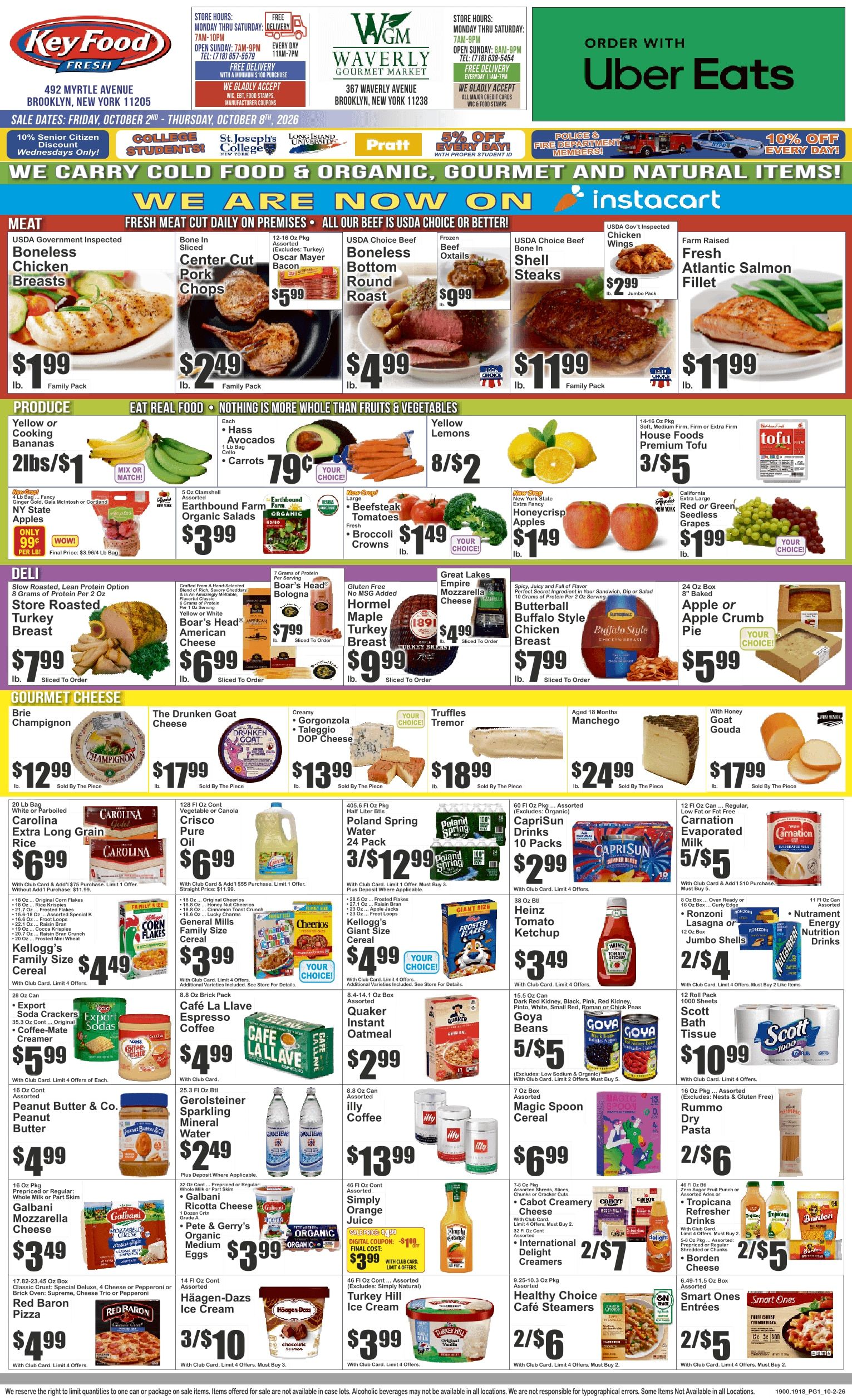 Waverly Gourmet Market (367 Waverly Ave., Brooklyn, NY) Key Food Weekly Ad October 2 - 8, 2026