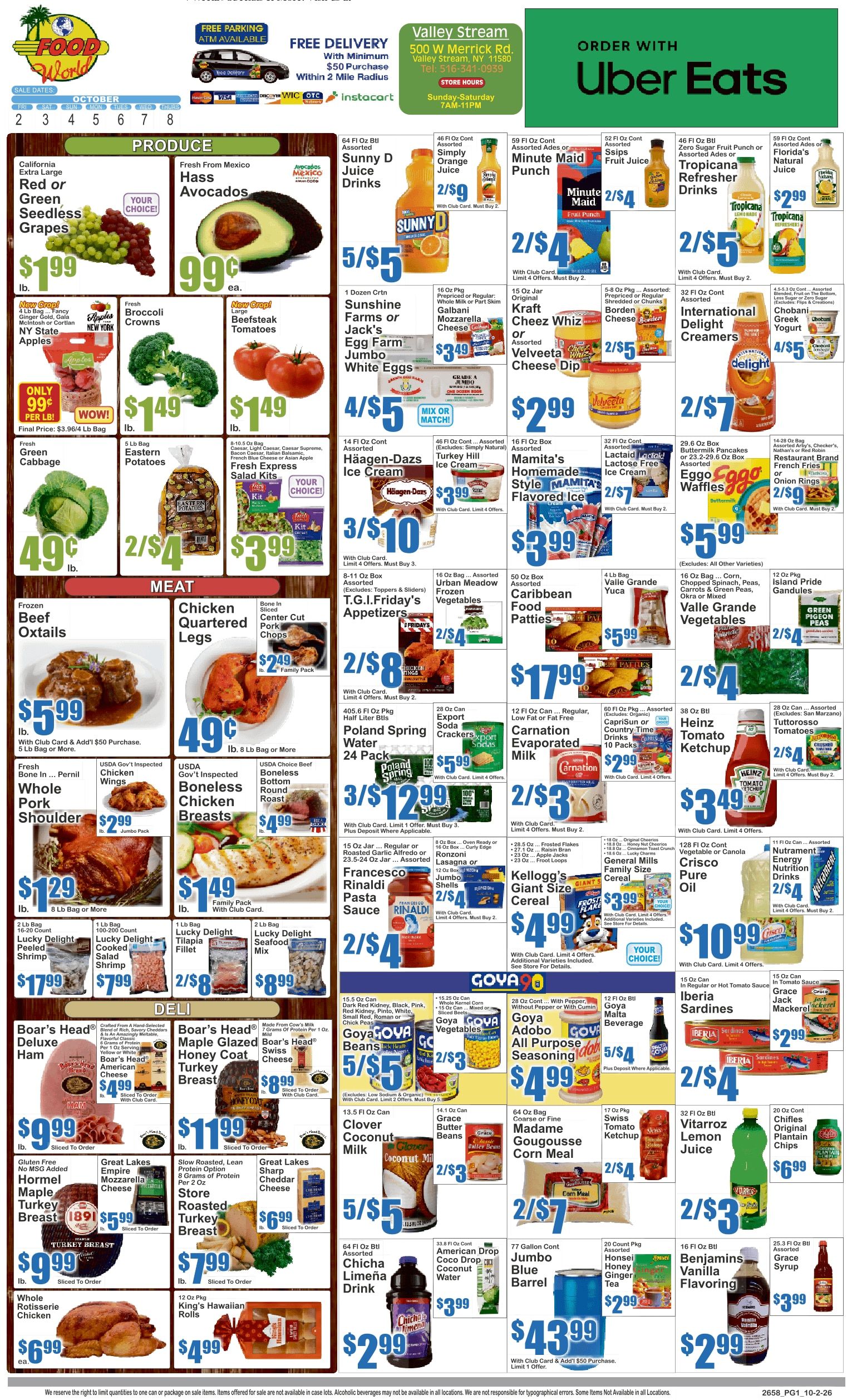 Food World Supermarket (Valley Stream, NY) Key Food Weekly Ad October 2 - 8, 2026