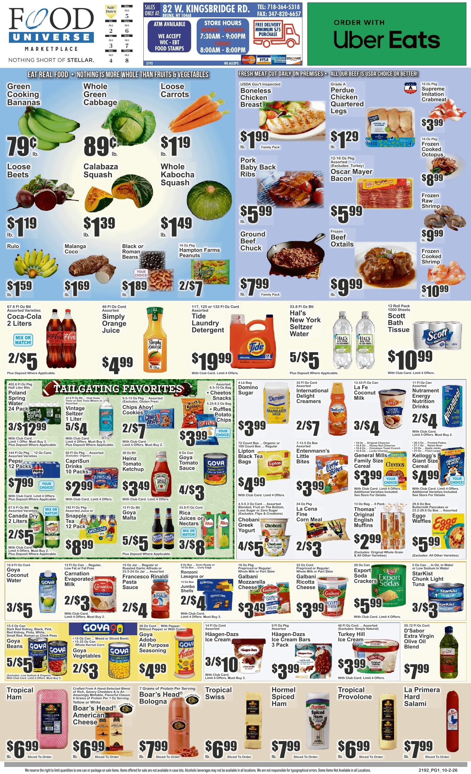 Food Universe (82 W. Kingsbridge Rd., Bronx, NY) Weekly Ad October 2 - 8, 2026