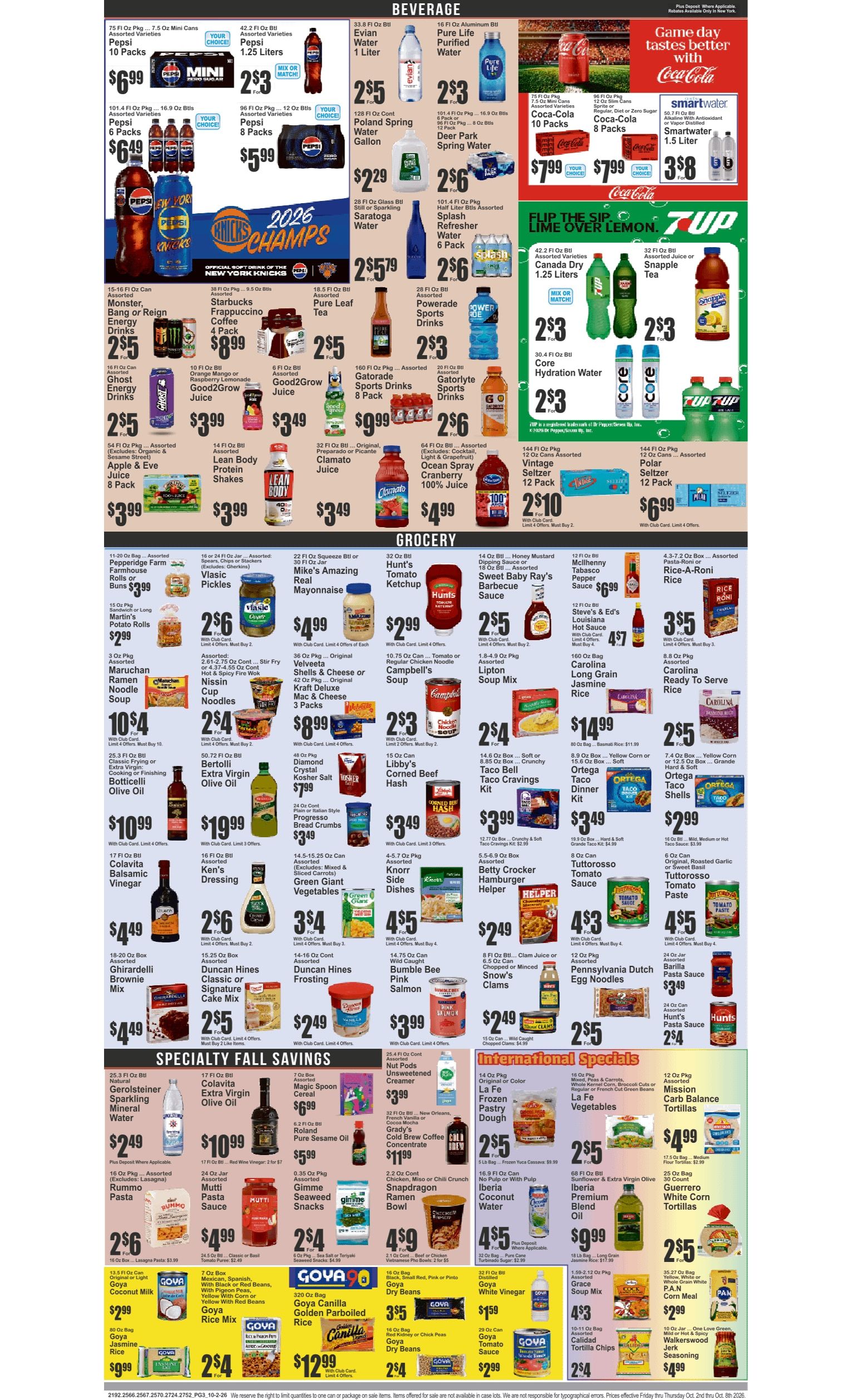 Food Universe (82 W. Kingsbridge Rd., Bronx, NY) Weekly Ad October 2 - 8, 2026