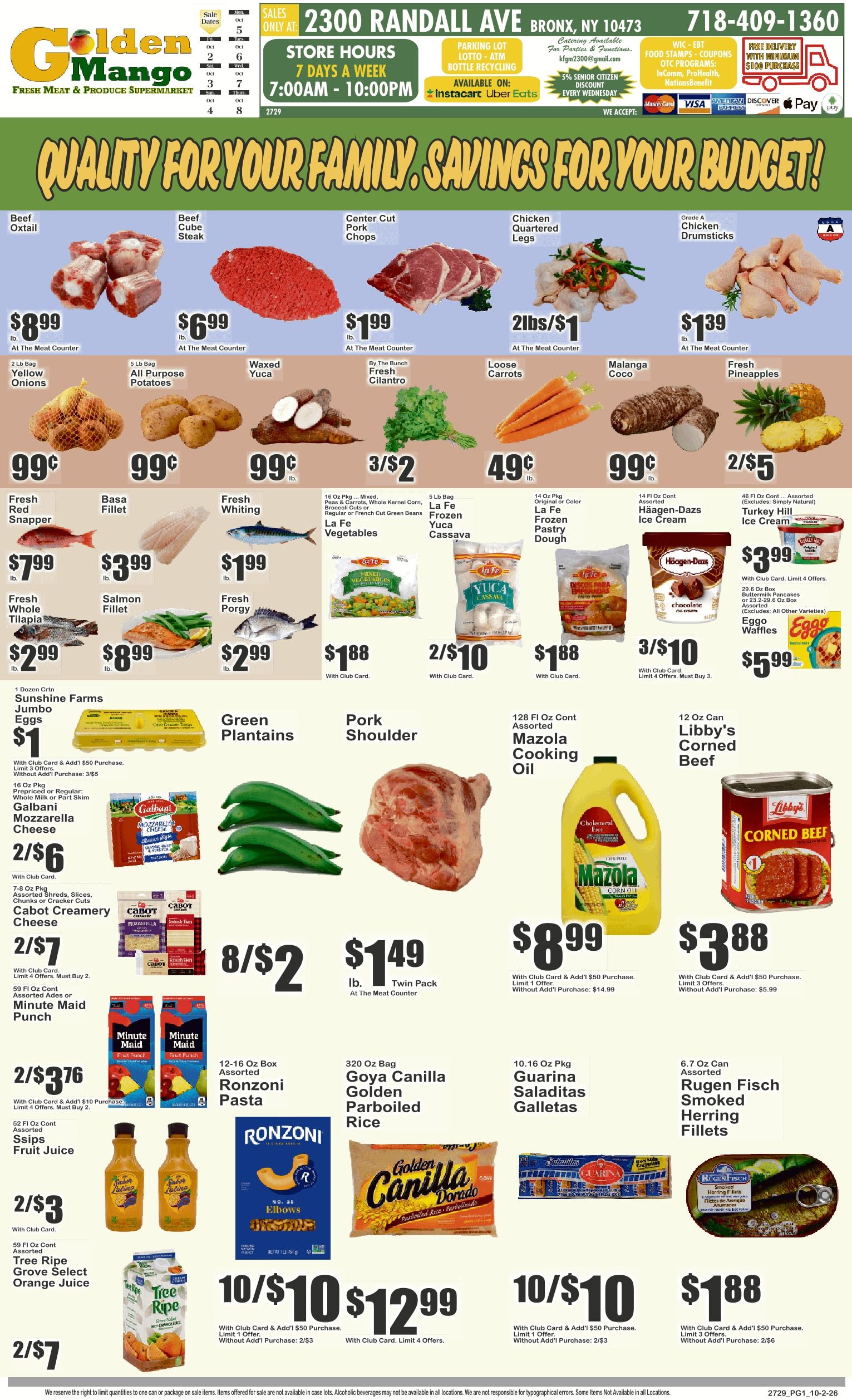 Golden Mango (2300 Randall Avenue, Bronx, NY) Key Food Weekly Ad October 2 - 8, 2026
