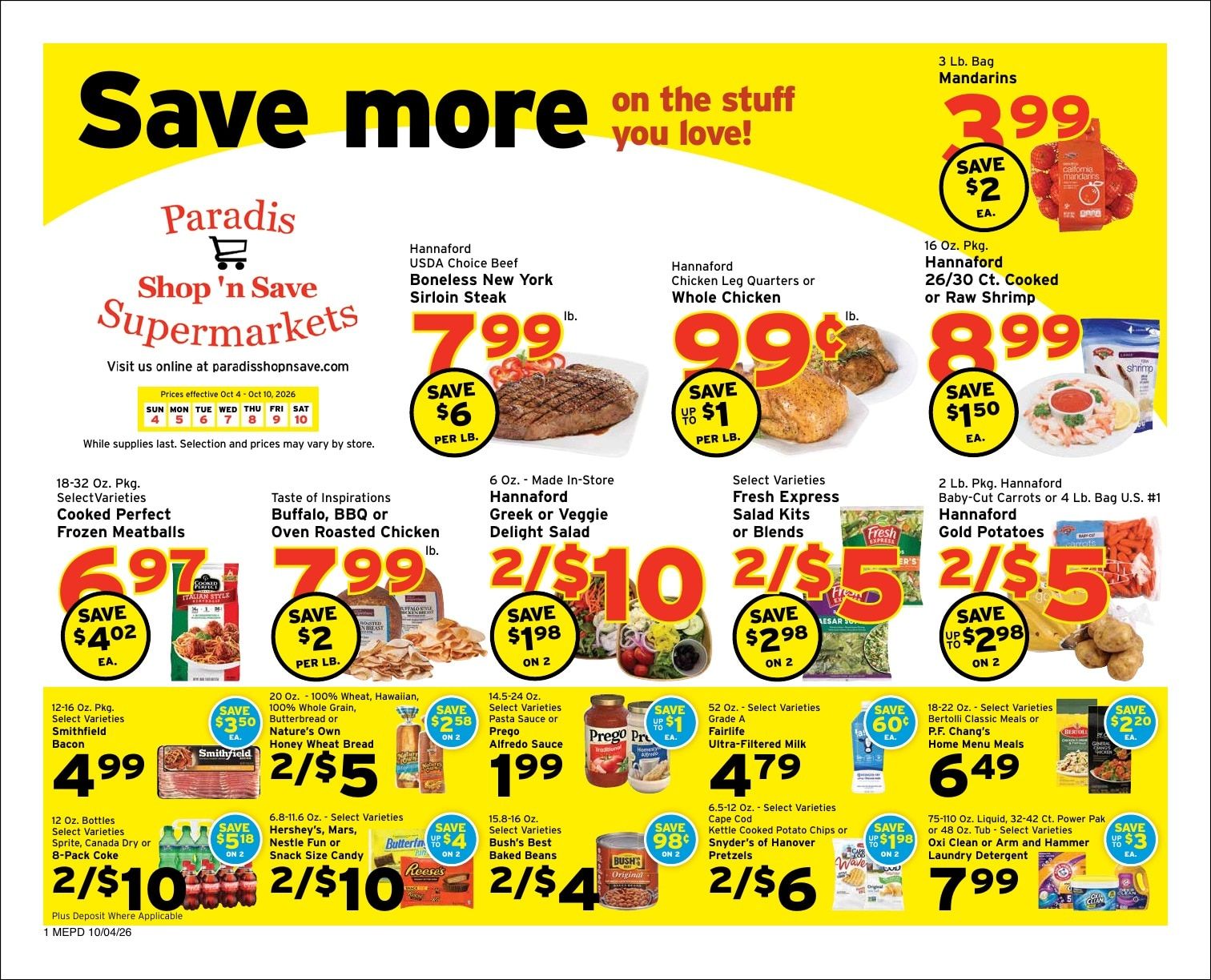Paradis Shop'n Save Weekly Ad October 4 - 10, 2026