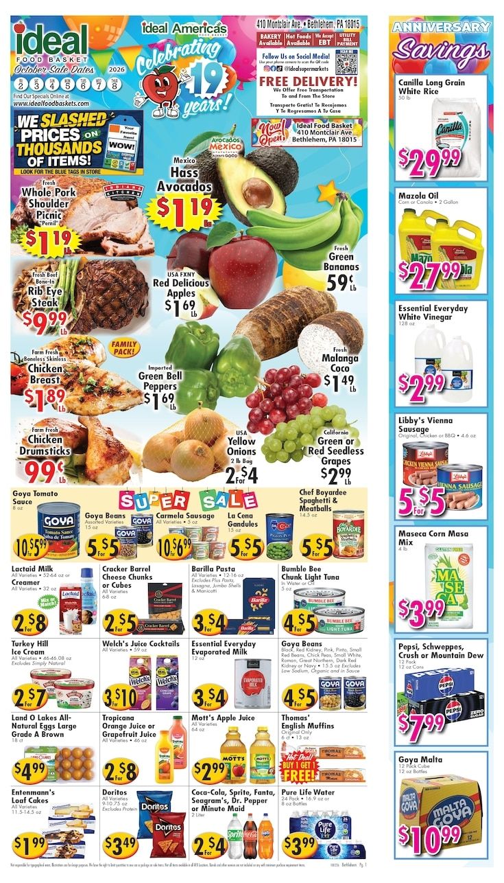 Ideal Food Basket (Bethlehem, PA) Weekly Ad October 2 - 8, 2026