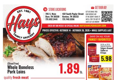Hays Family Grocery Weekly Ad October 14 - 20, 2026