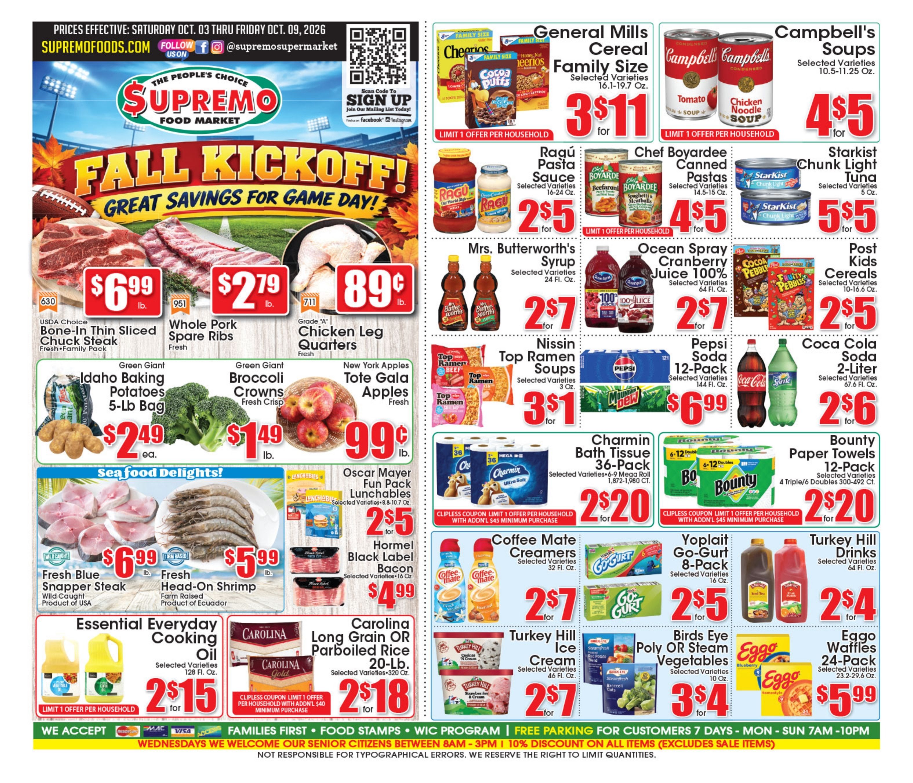 Supremo Food Markets Weekly Ad October 3 - 9, 2026