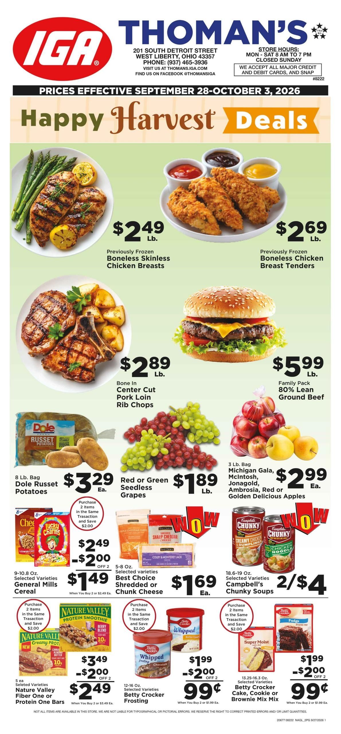 Thoman's IGA Weekly Ad September 28 - October 3, 2026