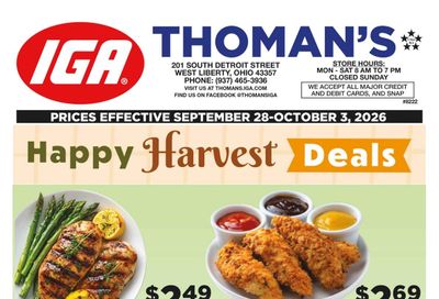Thoman's IGA Weekly Ad September 28 - October 3, 2026