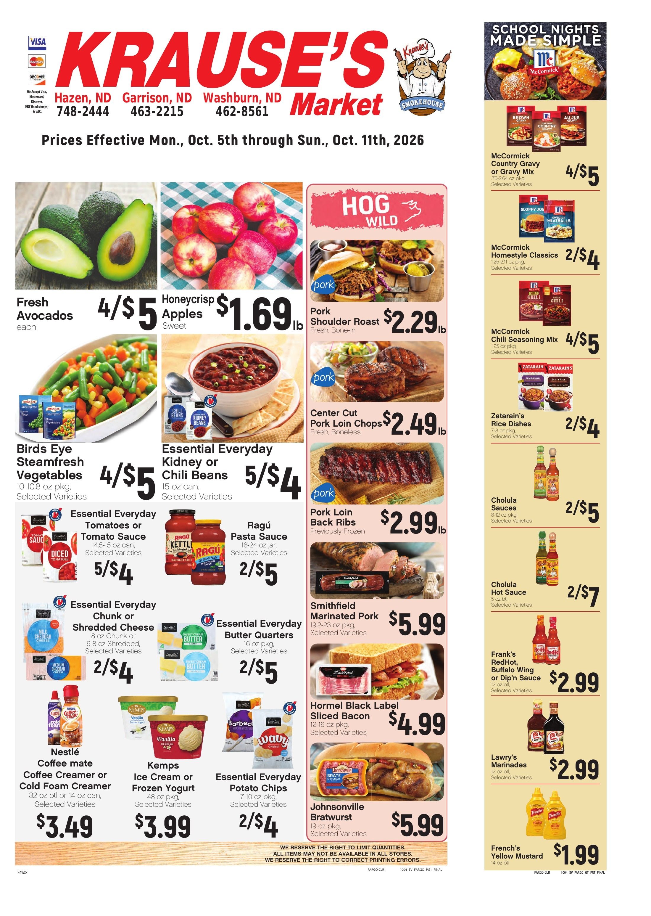 Krause's SuperValu Weekly Ad October 5 - 11, 2026