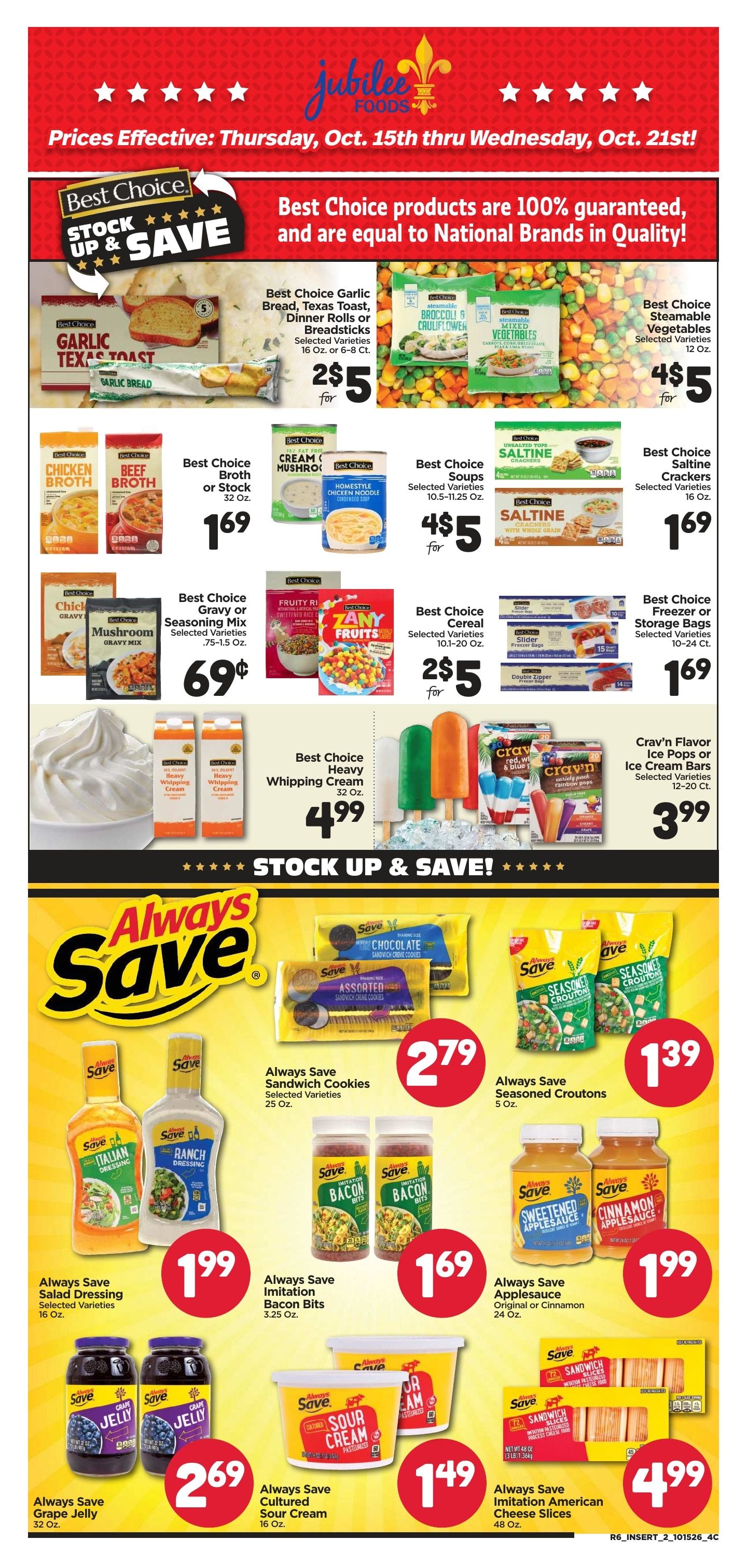 Jubilee Foods Pearl River Weekly Ad October 15 - 21, 2026