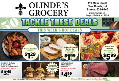Olinde's Grocery Weekly Ad September 29 - October 4, 2026
