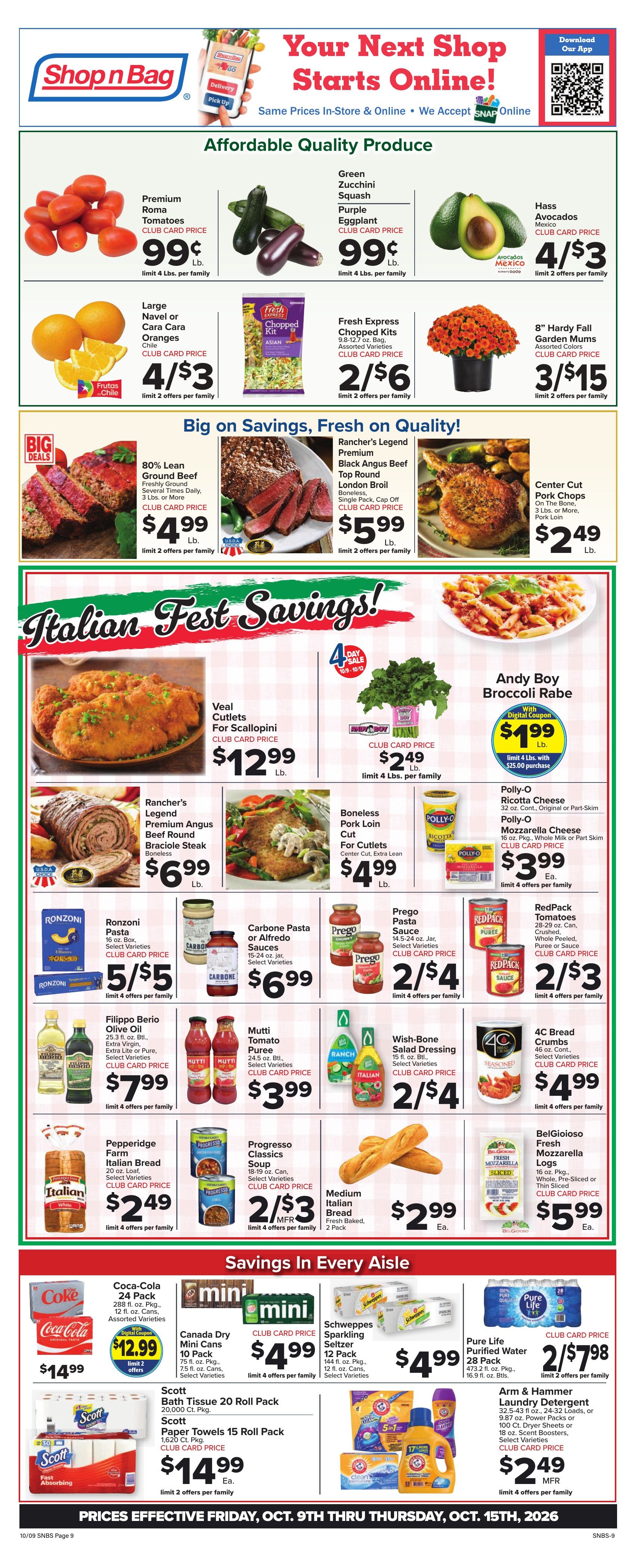 Shop n Bag Weekly Ad October 9 - 15, 2026