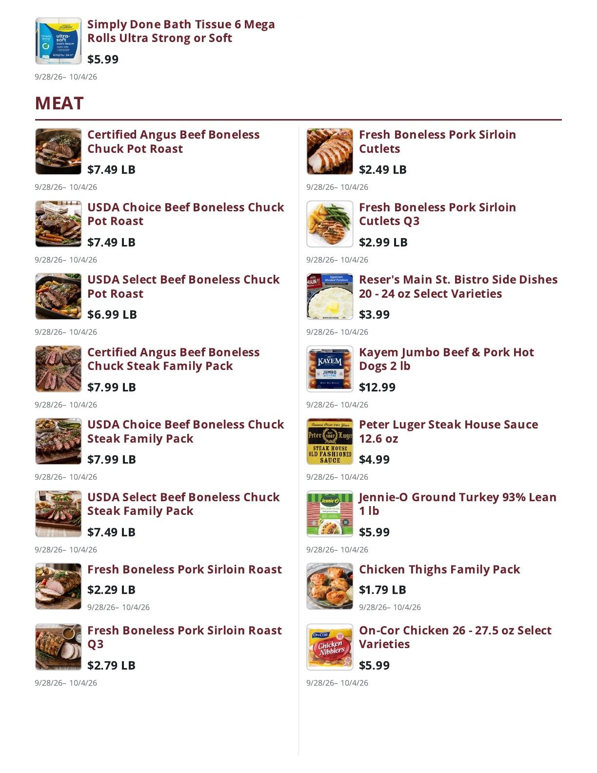 Ralph's Supermarket Weekly Ad September 28 - October 4, 2026