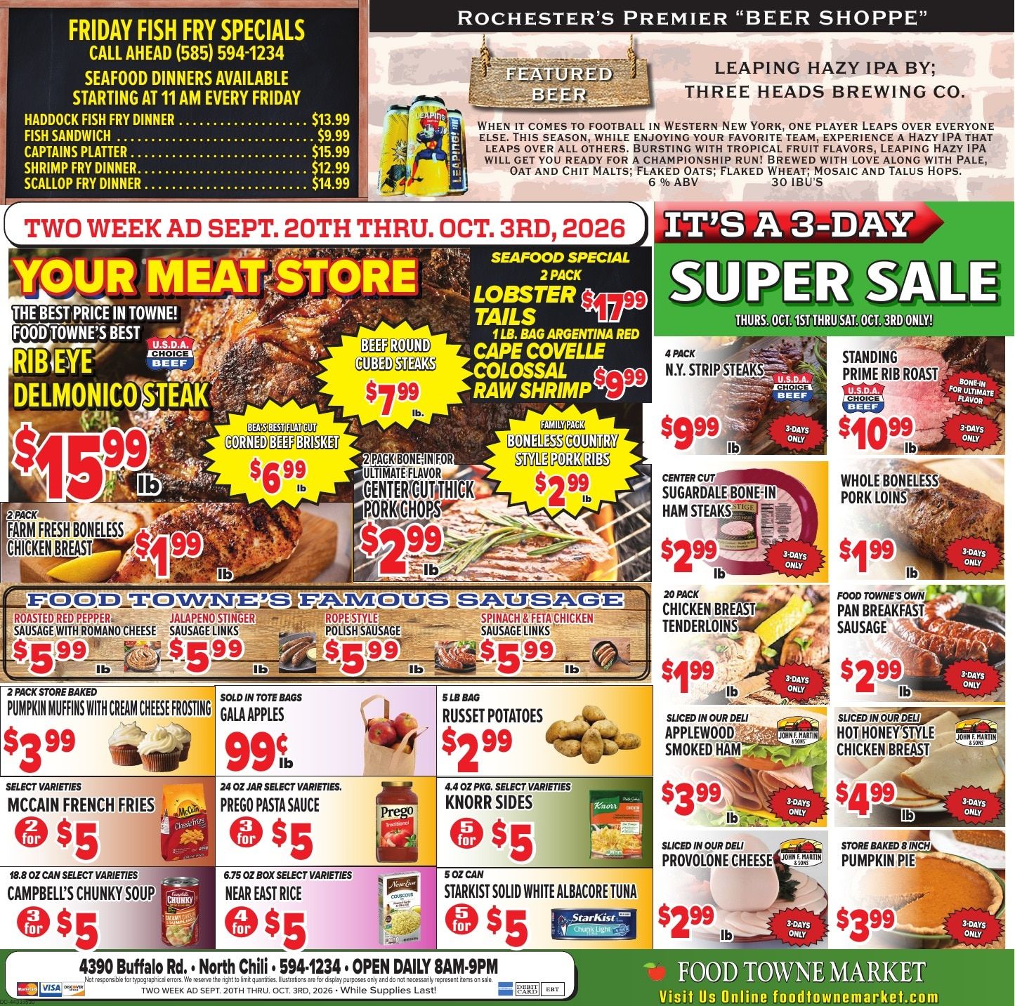 Food Towne Market (North Chili, NY) Weekly Ad October 4 - 17, 2026