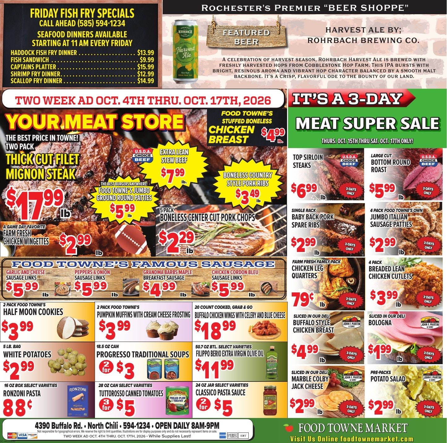 Food Towne Market (North Chili, NY) Weekly Ad October 4 - 17, 2026