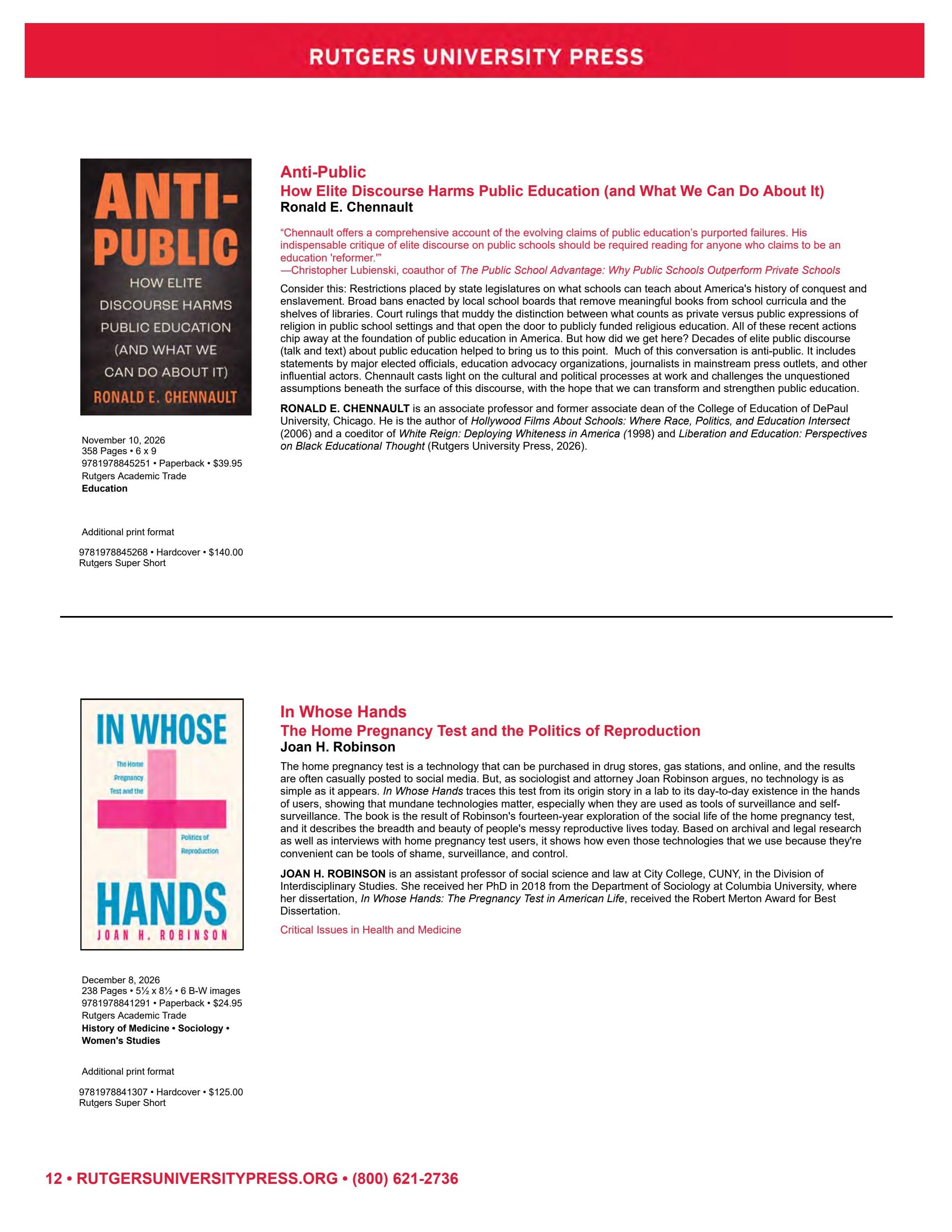 Rutgers University Press Fall and Winter Books Catalog Weekly Ad January 1 - December 31, 2026