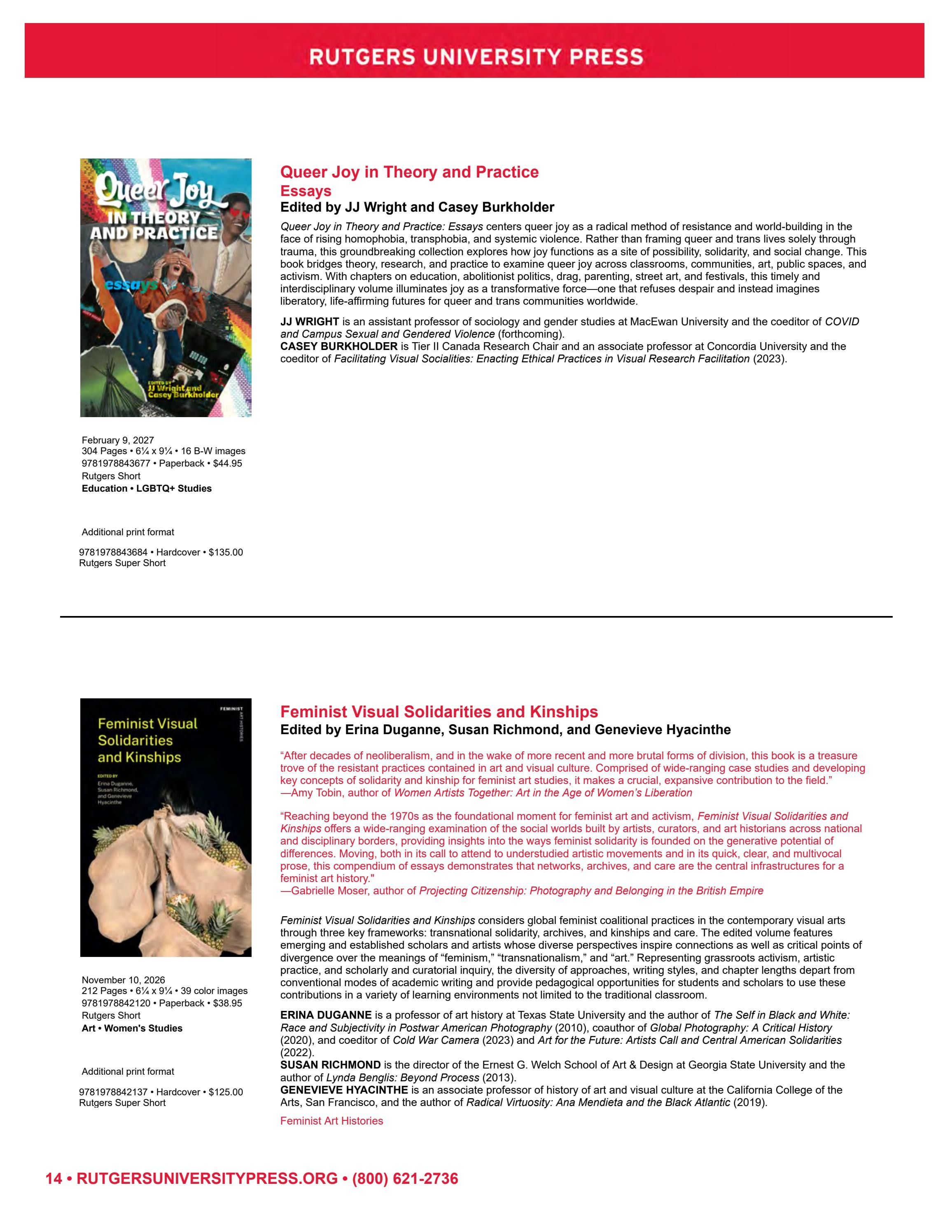 Rutgers University Press Fall and Winter Books Catalog Weekly Ad January 1 - December 31, 2026