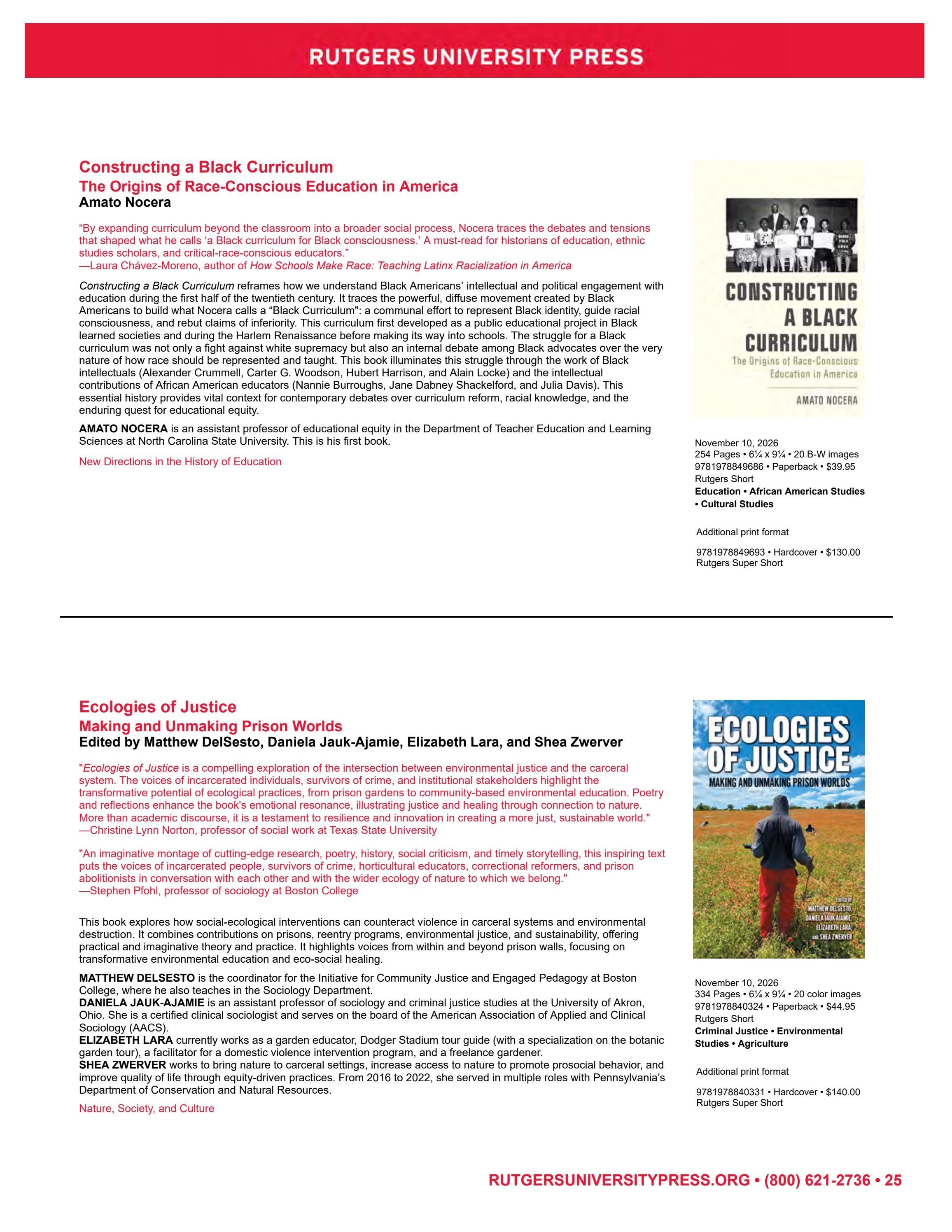 Rutgers University Press Fall and Winter Books Catalog Weekly Ad January 1 - December 31, 2026