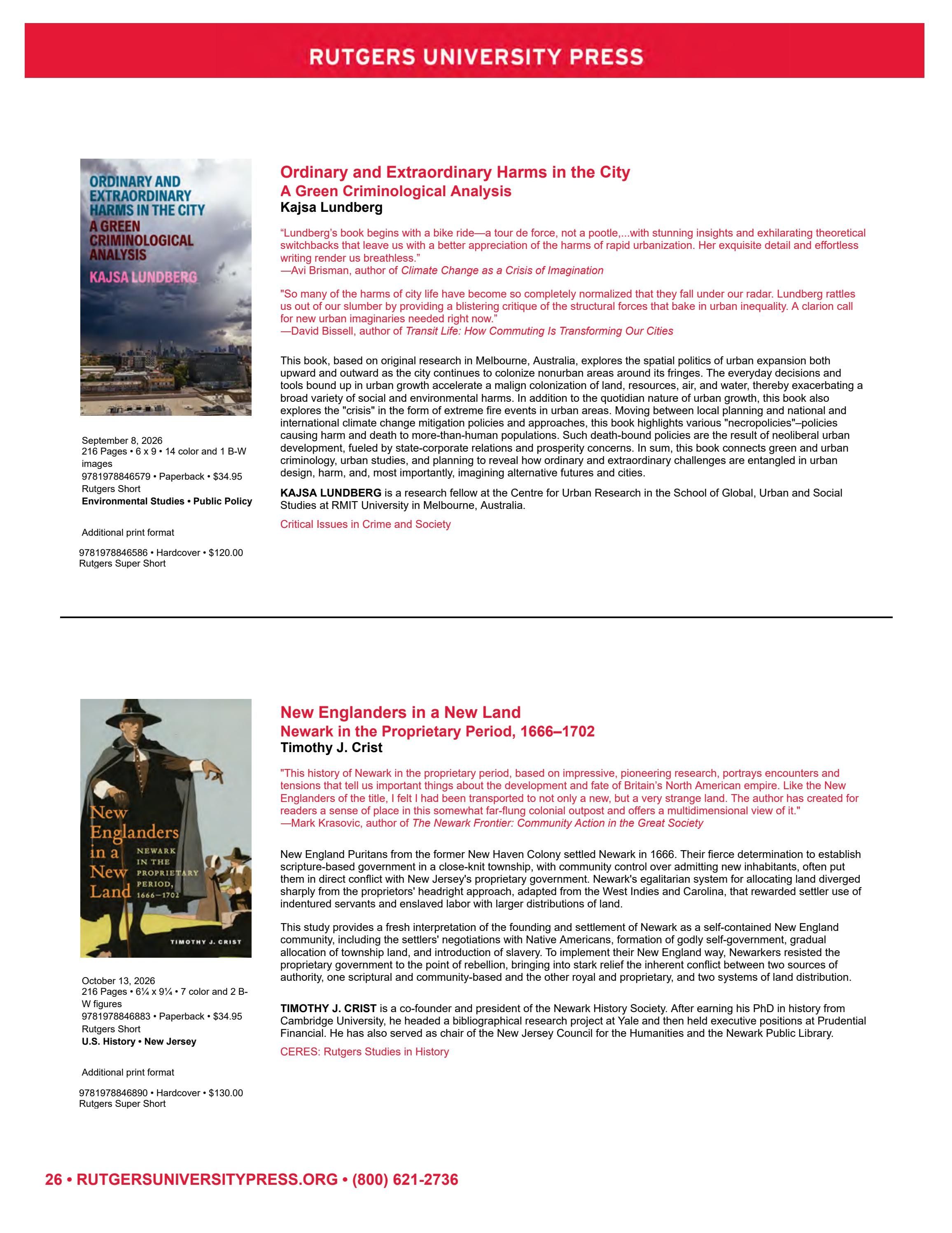 Rutgers University Press Fall and Winter Books Catalog Weekly Ad January 1 - December 31, 2026