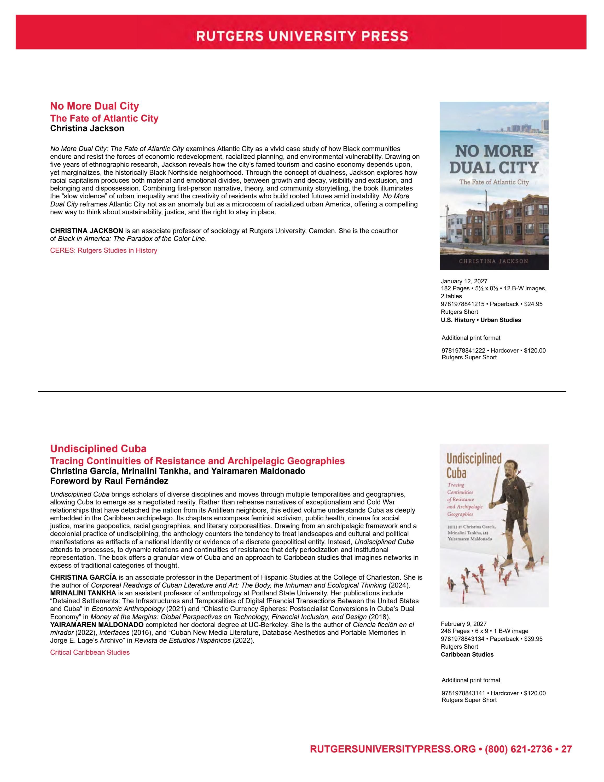 Rutgers University Press Fall and Winter Books Catalog Weekly Ad January 1 - December 31, 2026