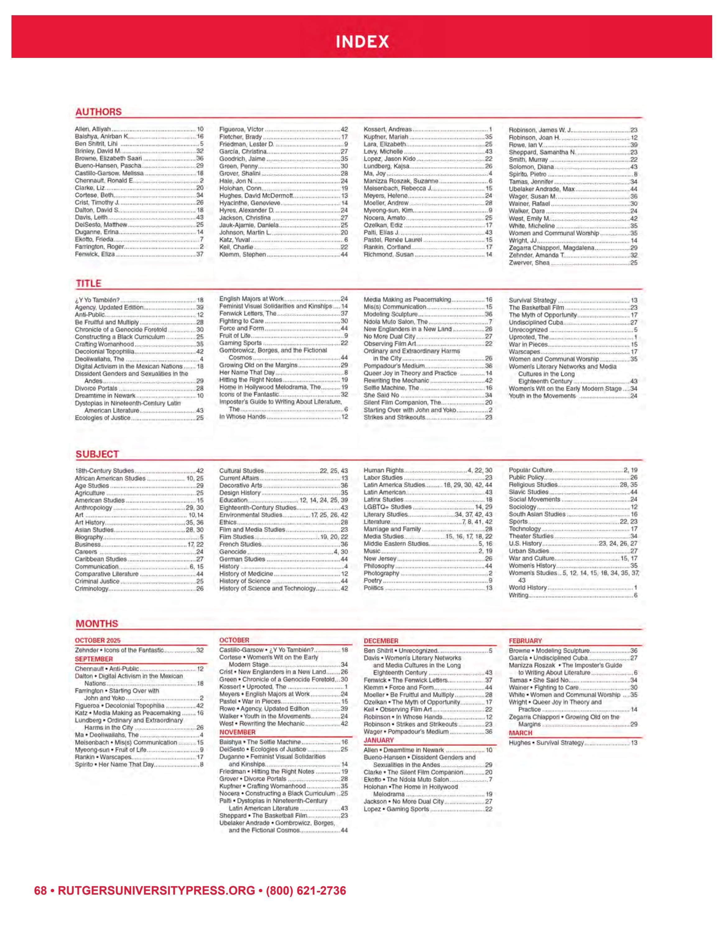 Rutgers University Press Fall and Winter Books Catalog Weekly Ad January 1 - December 31, 2026