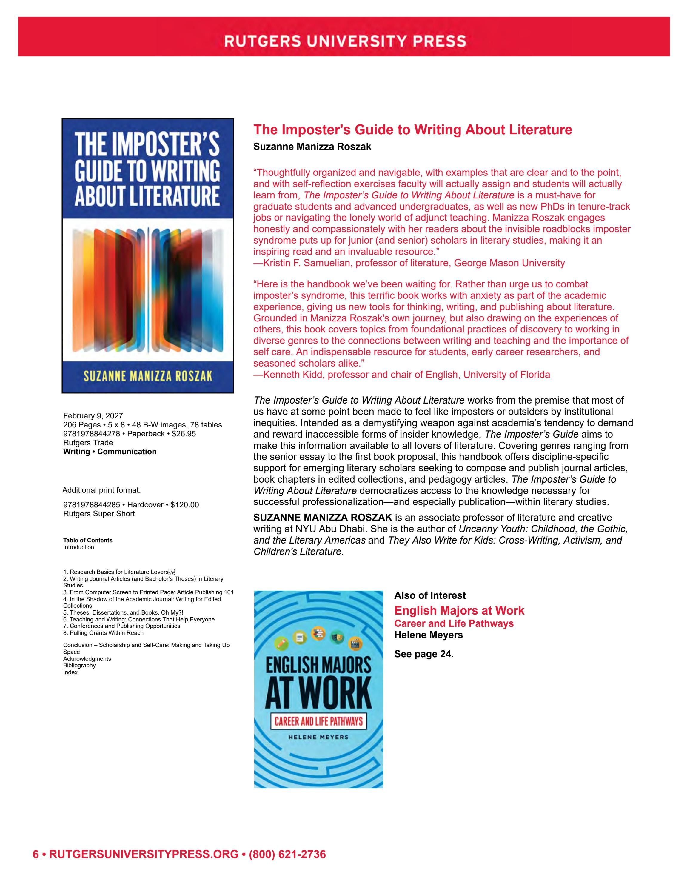 Rutgers University Press Fall and Winter Books Catalog Weekly Ad January 1 - December 31, 2026