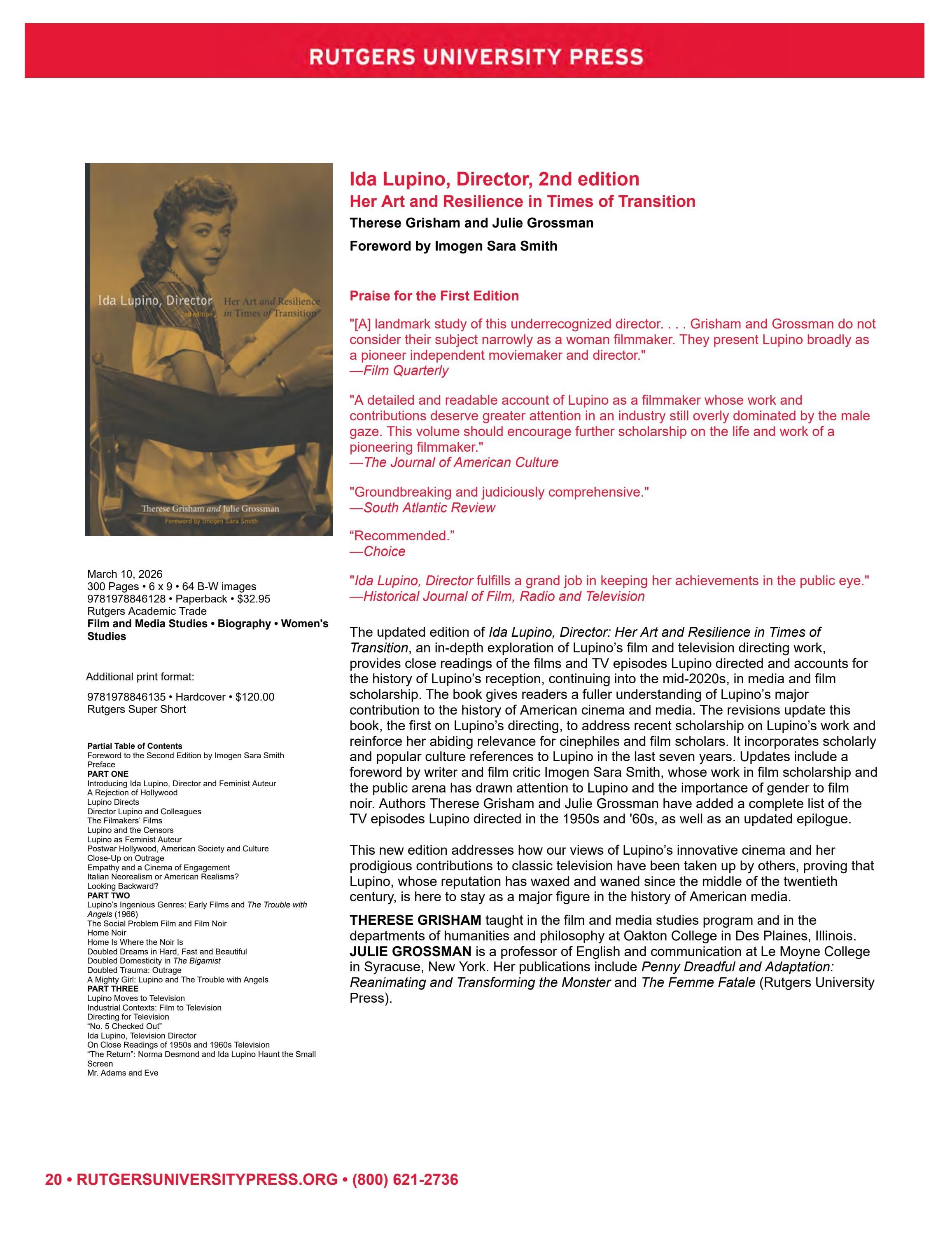 Rutgers University Press Spring and Summer Books Catalog Weekly Ad January 1 - December 31, 2026