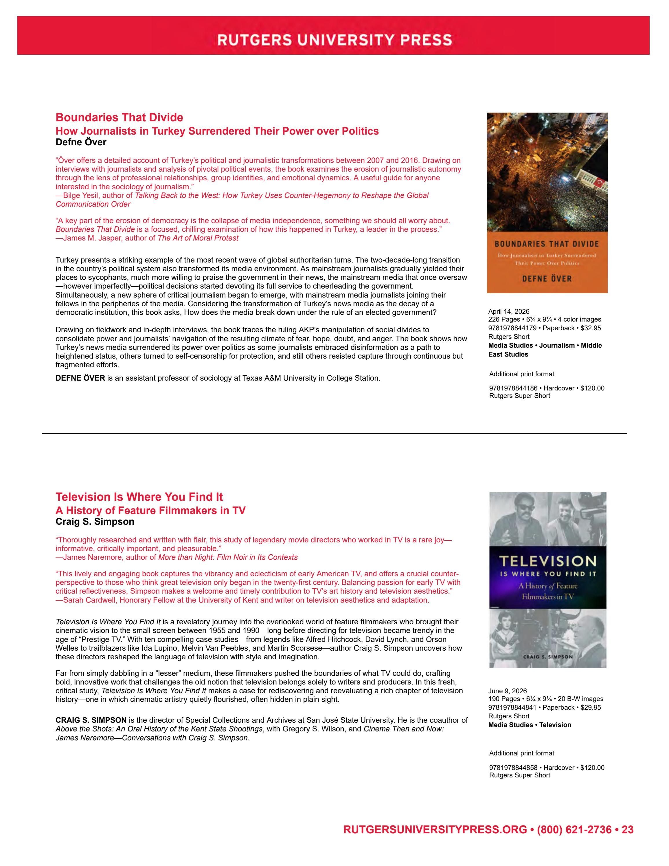 Rutgers University Press Spring and Summer Books Catalog Weekly Ad January 1 - December 31, 2026