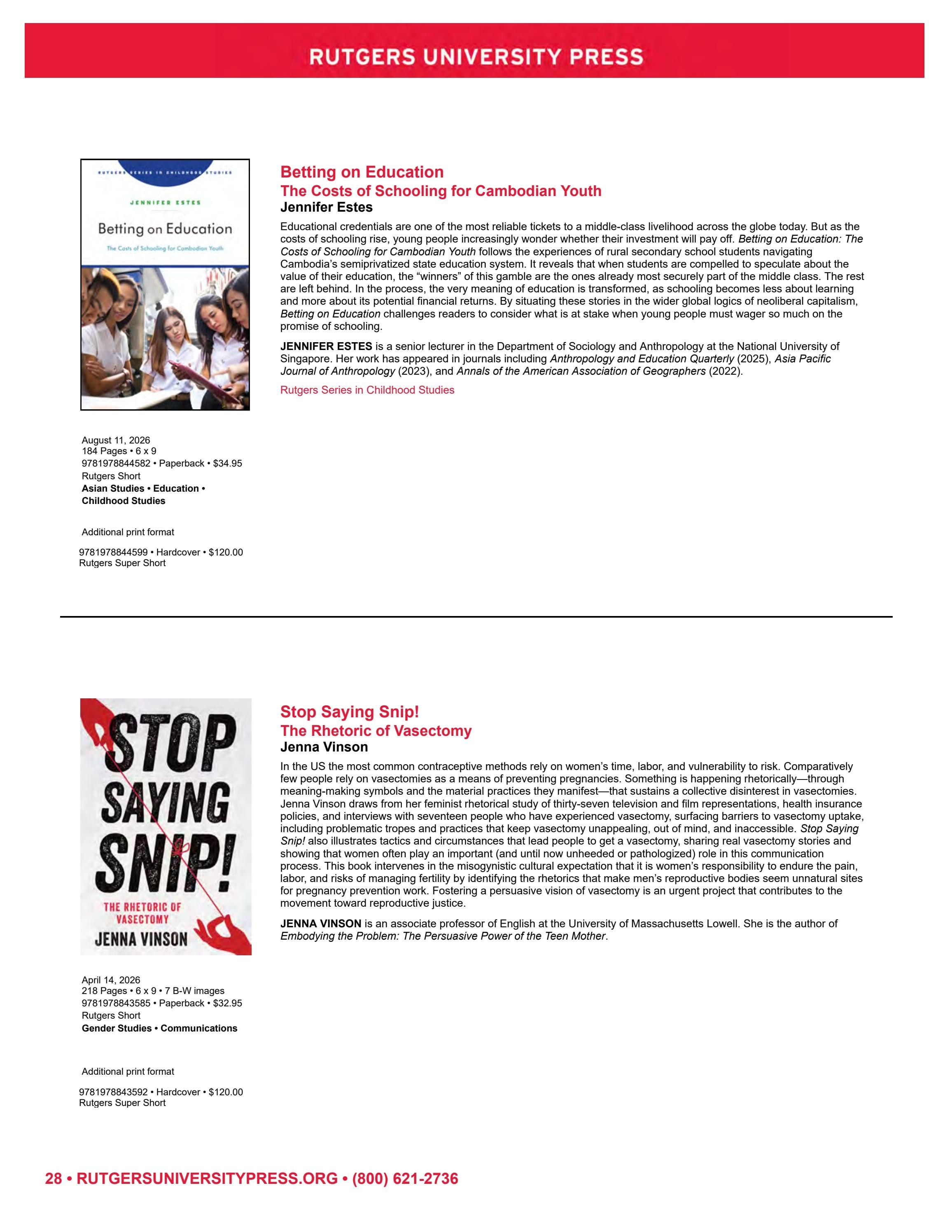 Rutgers University Press Spring and Summer Books Catalog Weekly Ad January 1 - December 31, 2026