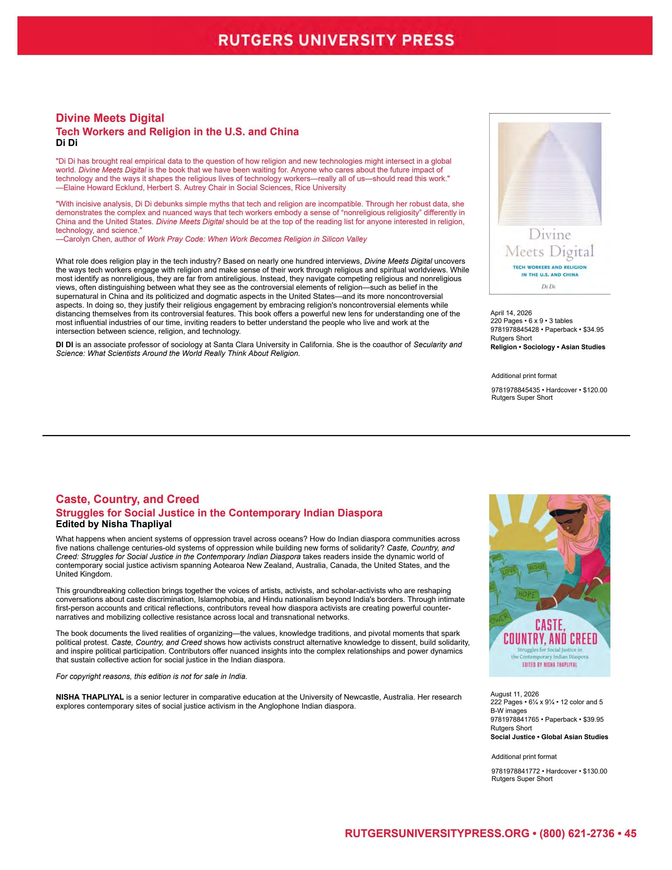 Rutgers University Press Spring and Summer Books Catalog Weekly Ad January 1 - December 31, 2026