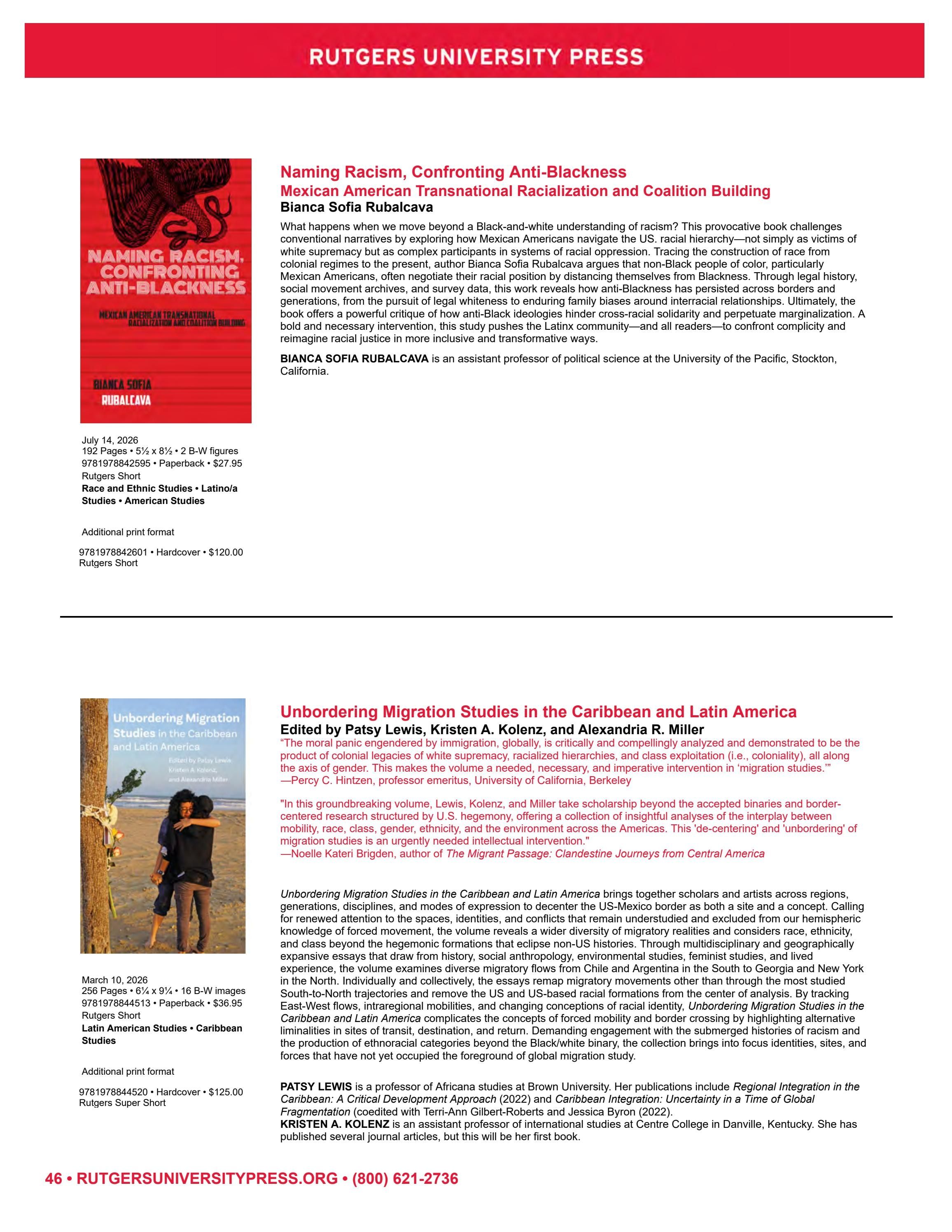 Rutgers University Press Spring and Summer Books Catalog Weekly Ad January 1 - December 31, 2026