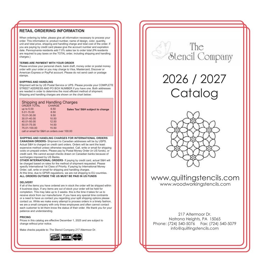 The Stencil Company Quilting Stencils Catalog Weekly Ad January 1, 2026 - December 31, 2027