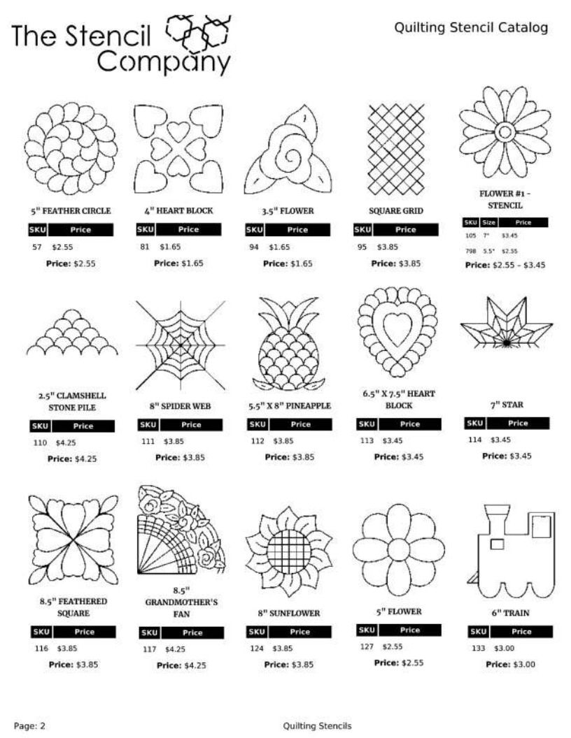 The Stencil Company Quilting Stencils Catalog Weekly Ad January 1, 2026 - December 31, 2027