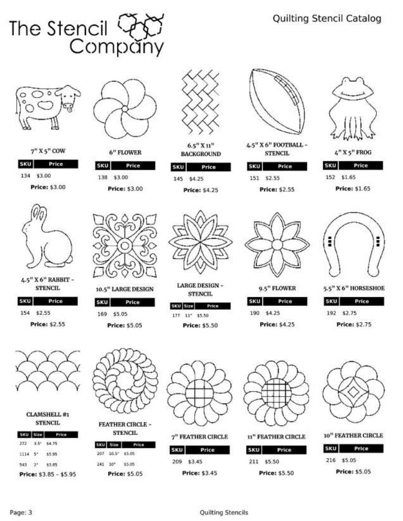The Stencil Company Quilting Stencils Catalog Weekly Ad January 1, 2026 - December 31, 2027