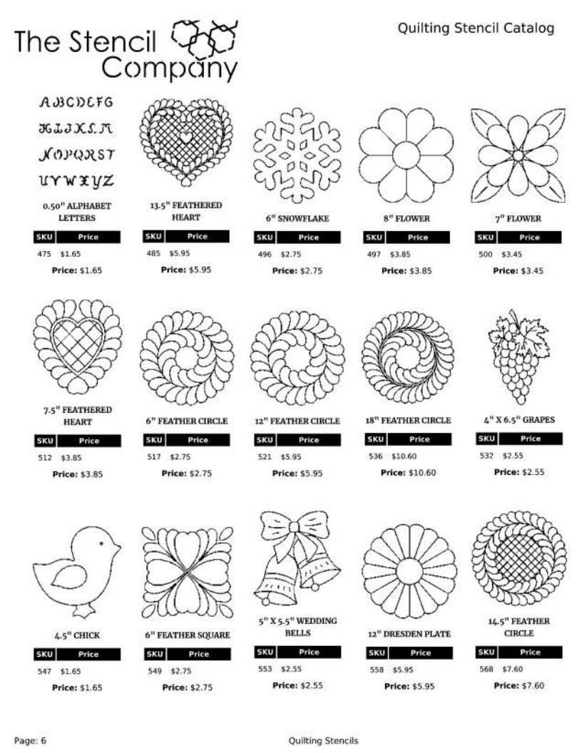 The Stencil Company Quilting Stencils Catalog Weekly Ad January 1, 2026 - December 31, 2027