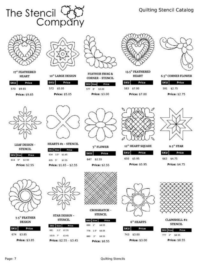 The Stencil Company Quilting Stencils Catalog Weekly Ad January 1, 2026 - December 31, 2027