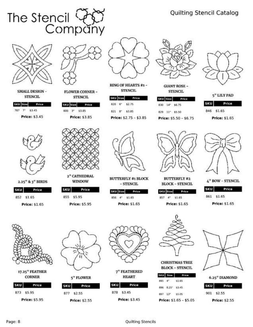 The Stencil Company Quilting Stencils Catalog Weekly Ad January 1, 2026 - December 31, 2027