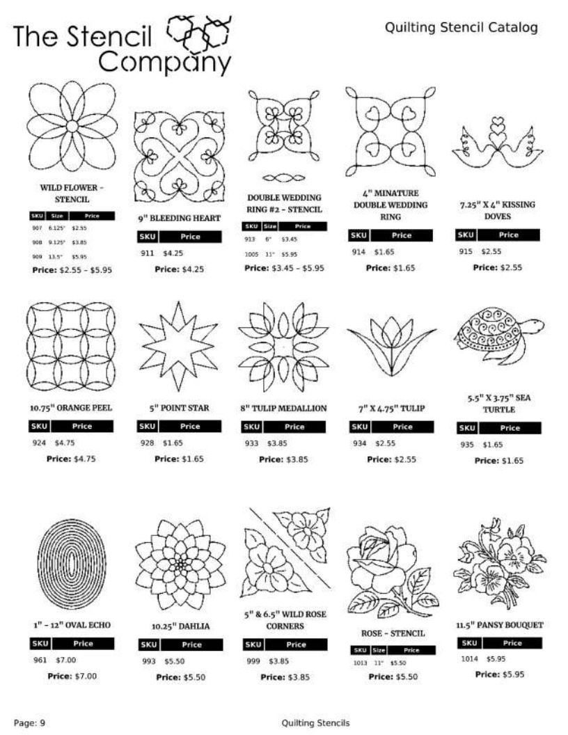 The Stencil Company Quilting Stencils Catalog Weekly Ad January 1, 2026 - December 31, 2027