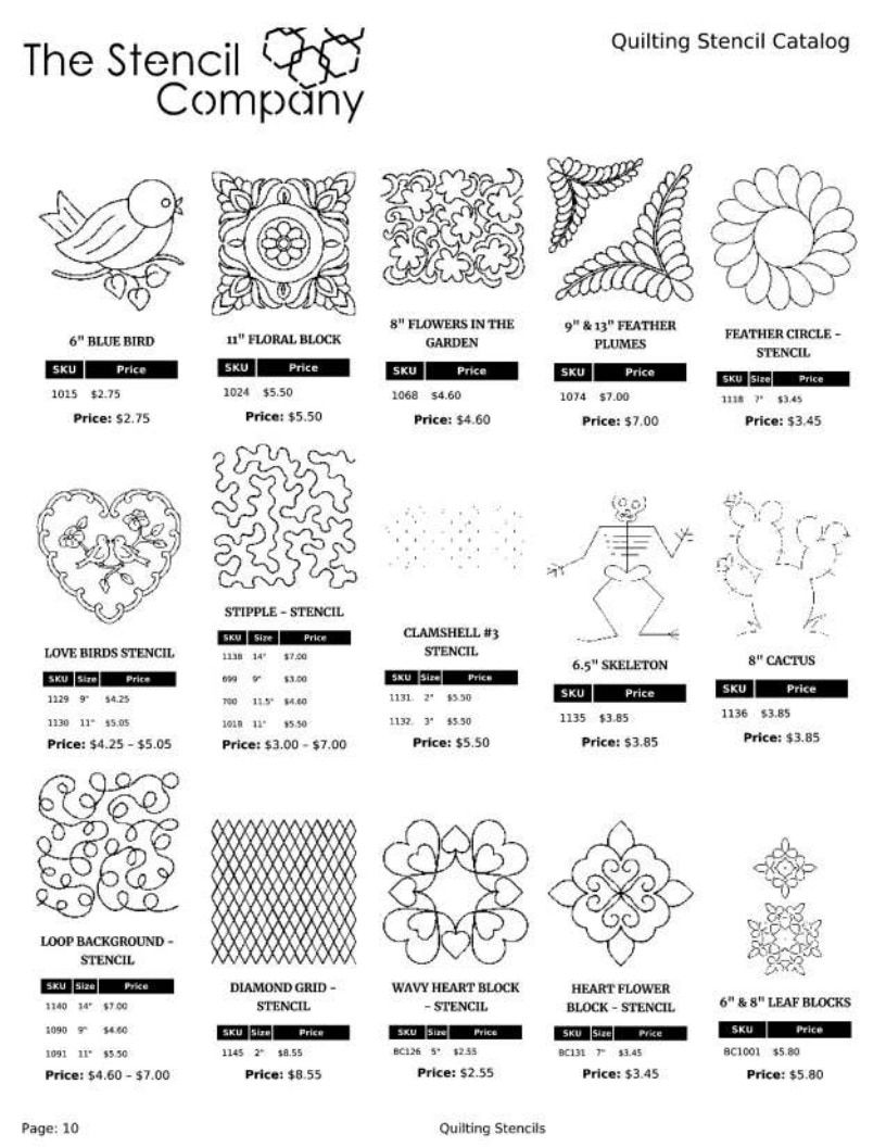 The Stencil Company Quilting Stencils Catalog Weekly Ad January 1, 2026 - December 31, 2027