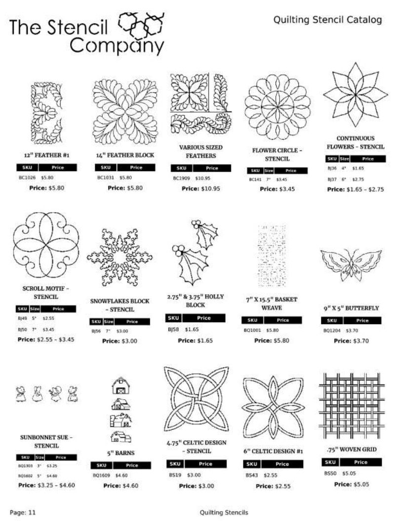 The Stencil Company Quilting Stencils Catalog Weekly Ad January 1, 2026 - December 31, 2027