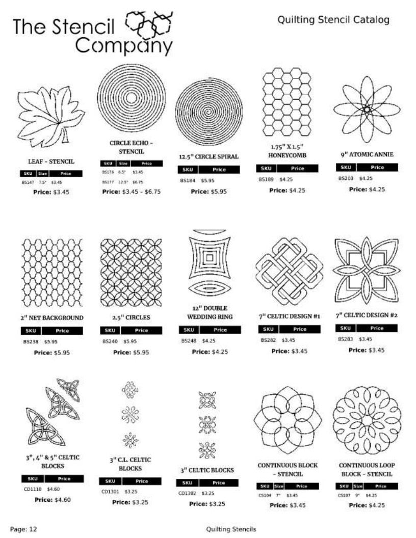The Stencil Company Quilting Stencils Catalog Weekly Ad January 1, 2026 - December 31, 2027