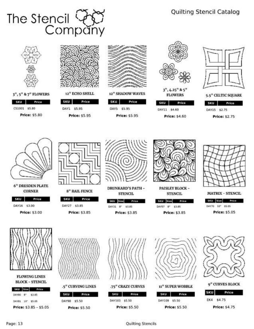 The Stencil Company Quilting Stencils Catalog Weekly Ad January 1, 2026 - December 31, 2027