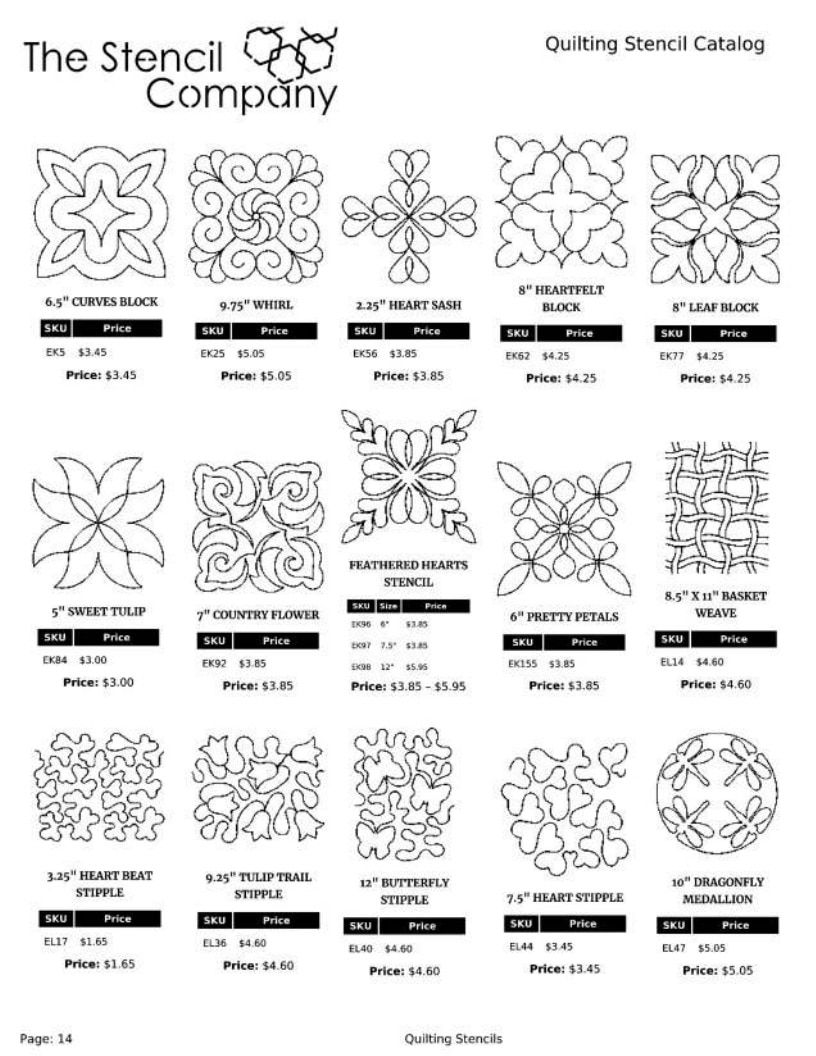 The Stencil Company Quilting Stencils Catalog Weekly Ad January 1, 2026 - December 31, 2027