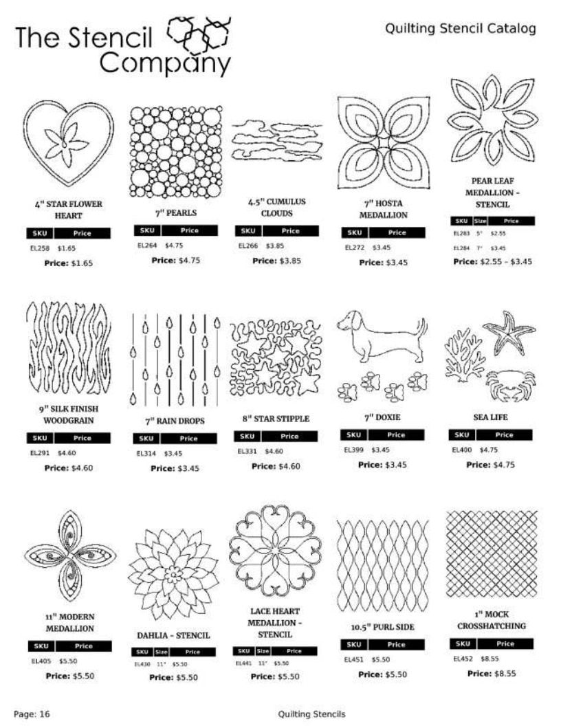 The Stencil Company Quilting Stencils Catalog Weekly Ad January 1, 2026 - December 31, 2027