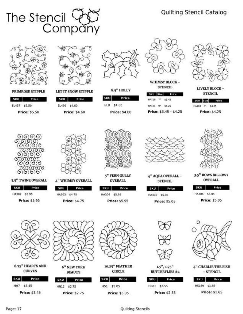 The Stencil Company Quilting Stencils Catalog Weekly Ad January 1, 2026 - December 31, 2027
