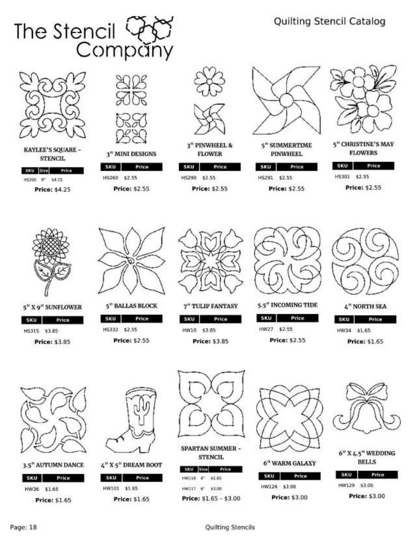 The Stencil Company Quilting Stencils Catalog Weekly Ad January 1, 2026 - December 31, 2027