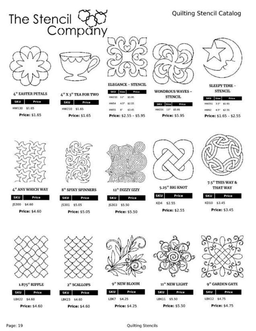 The Stencil Company Quilting Stencils Catalog Weekly Ad January 1, 2026 - December 31, 2027
