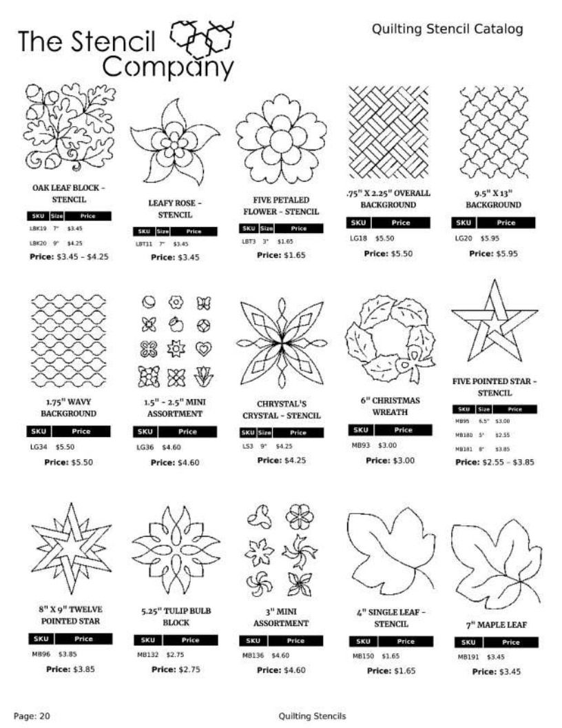 The Stencil Company Quilting Stencils Catalog Weekly Ad January 1, 2026 - December 31, 2027