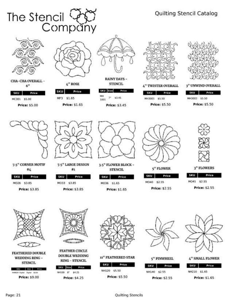 The Stencil Company Quilting Stencils Catalog Weekly Ad January 1, 2026 - December 31, 2027