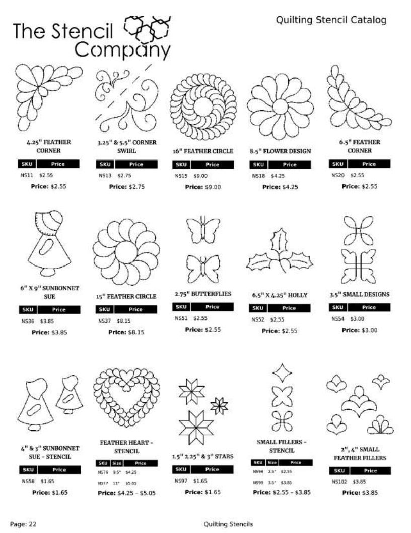 The Stencil Company Quilting Stencils Catalog Weekly Ad January 1, 2026 - December 31, 2027
